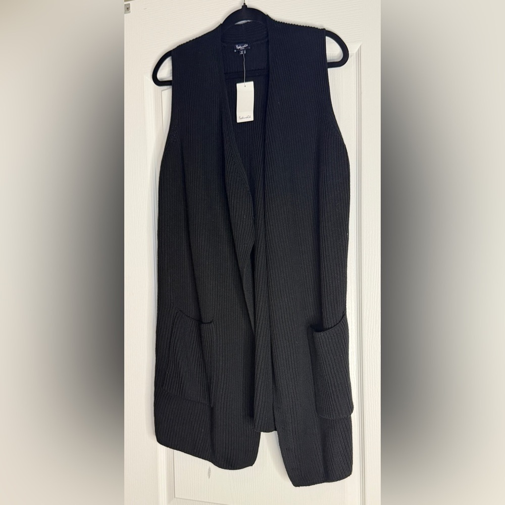 Splendid Brand Sleeveless Cardigan Black New, Size Small - Picture 1 of 5